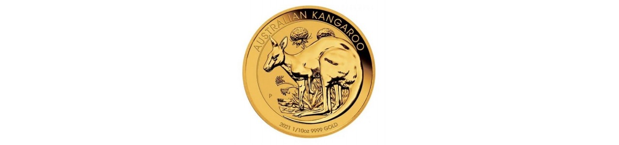 1/10 oz  Gold Kangaroo gold coins. Buy bullion gold from SilverMiners.co.uk, with fast insured delivery.